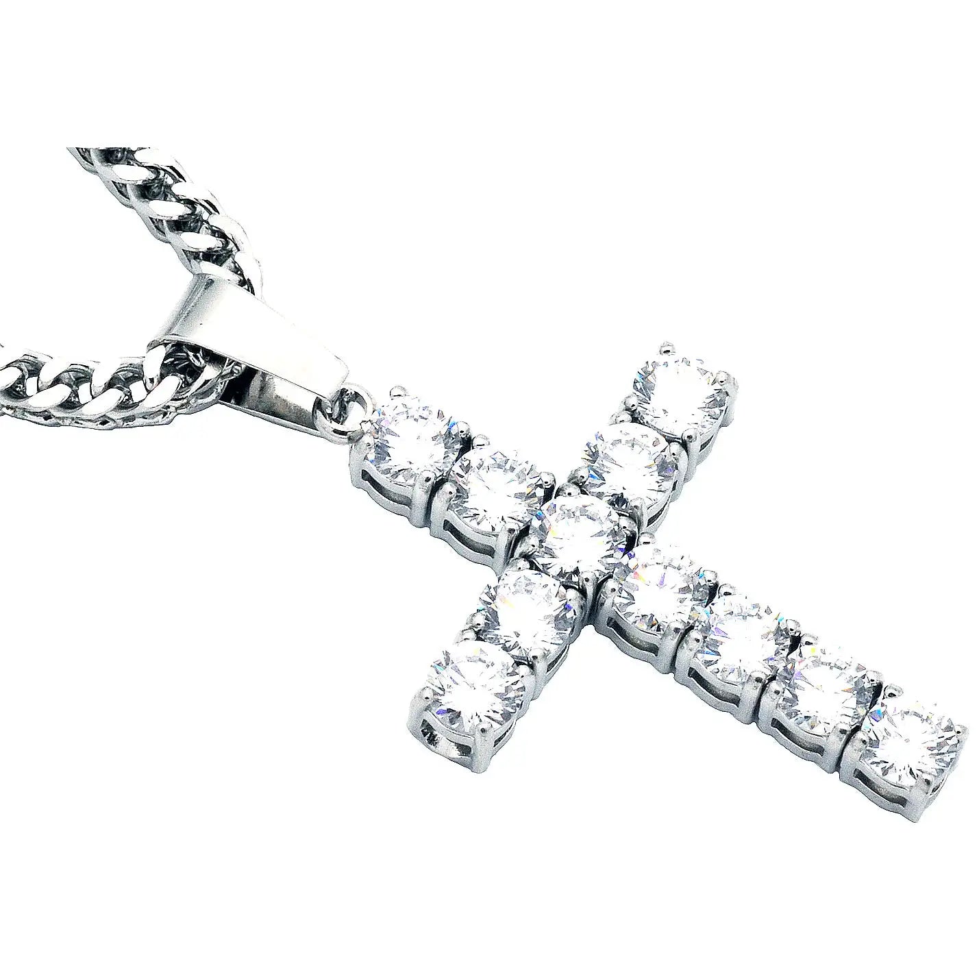 Men's Cubic Zirconia Cross Necklace