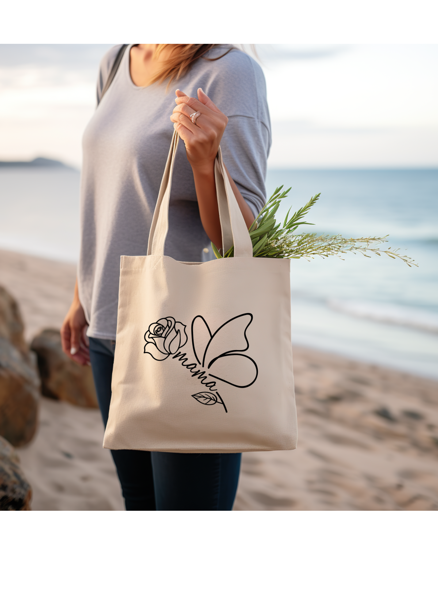 Mom Rose Canvas Tote