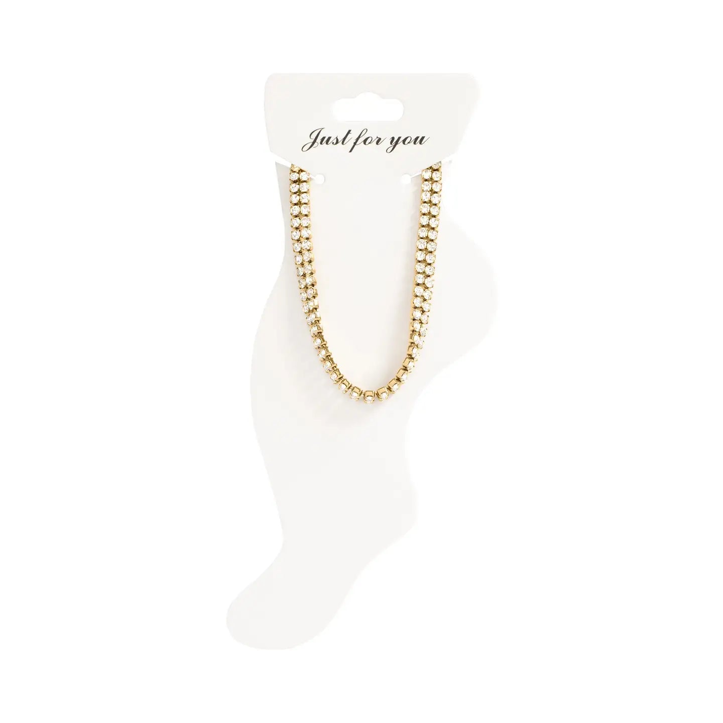 Gold 2 Row Rhinestone Anklet