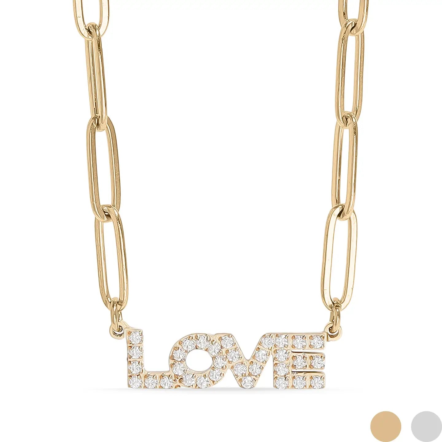 18k Gold PVD Love Paper Clip Necklace