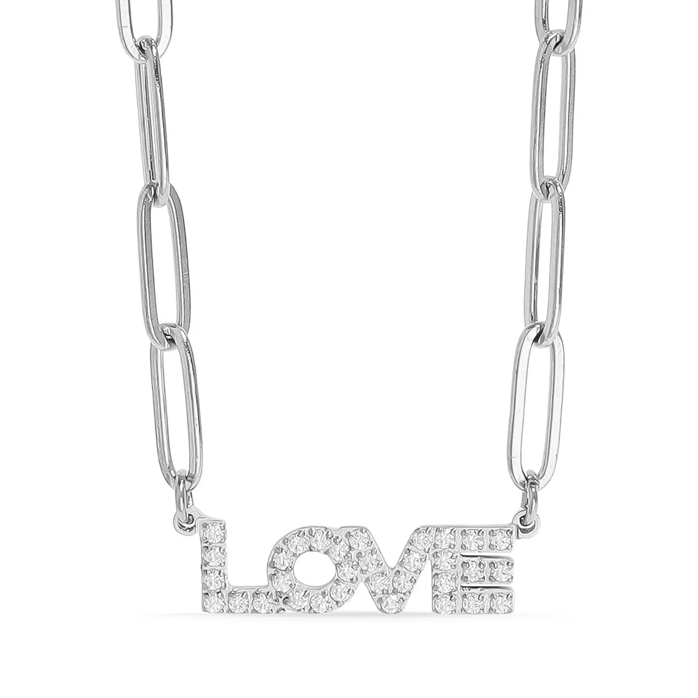 18k Gold PVD Love Paper Clip Necklace