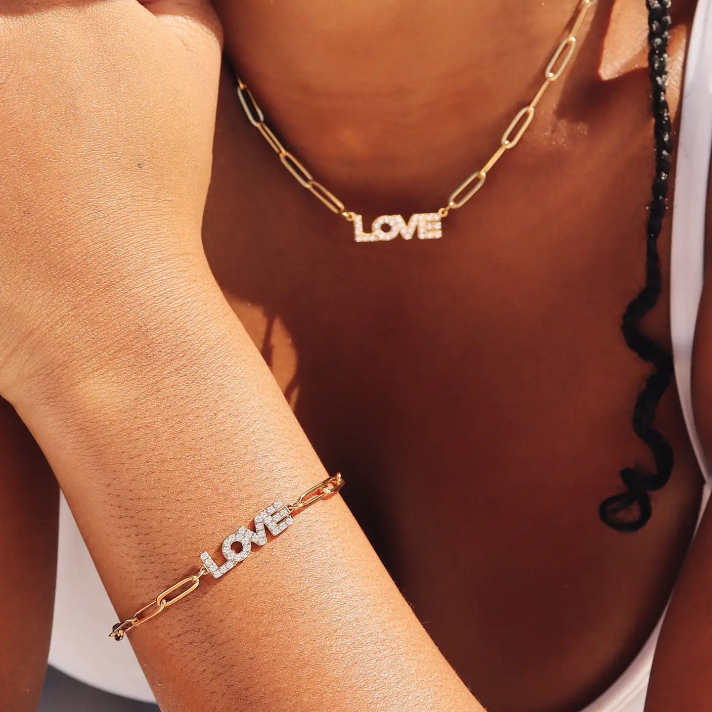18k Gold PVD Love Paper Clip Necklace