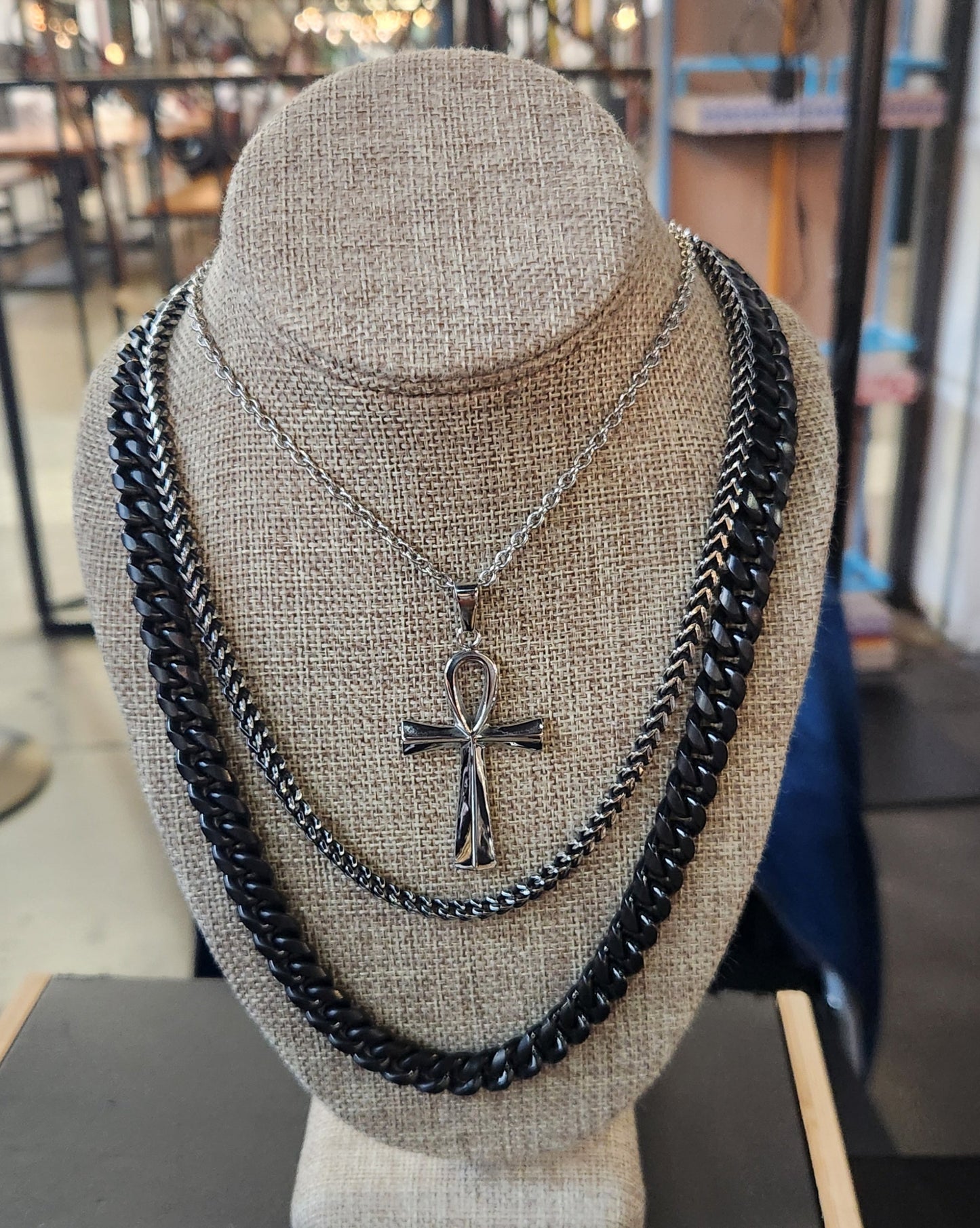 Men's Silver Ankh Necklace