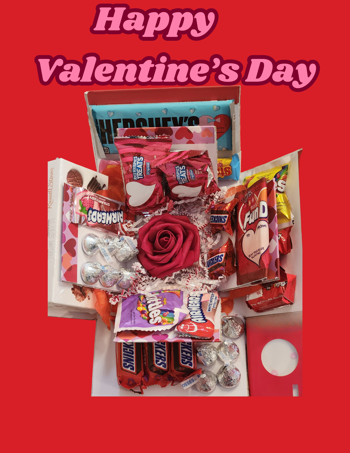 Exploding Candy Box with Pink Rose
