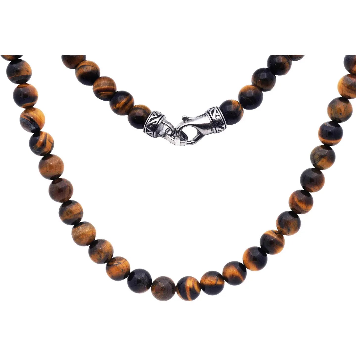Men's 8mm Tiger Eye Stainless Steel