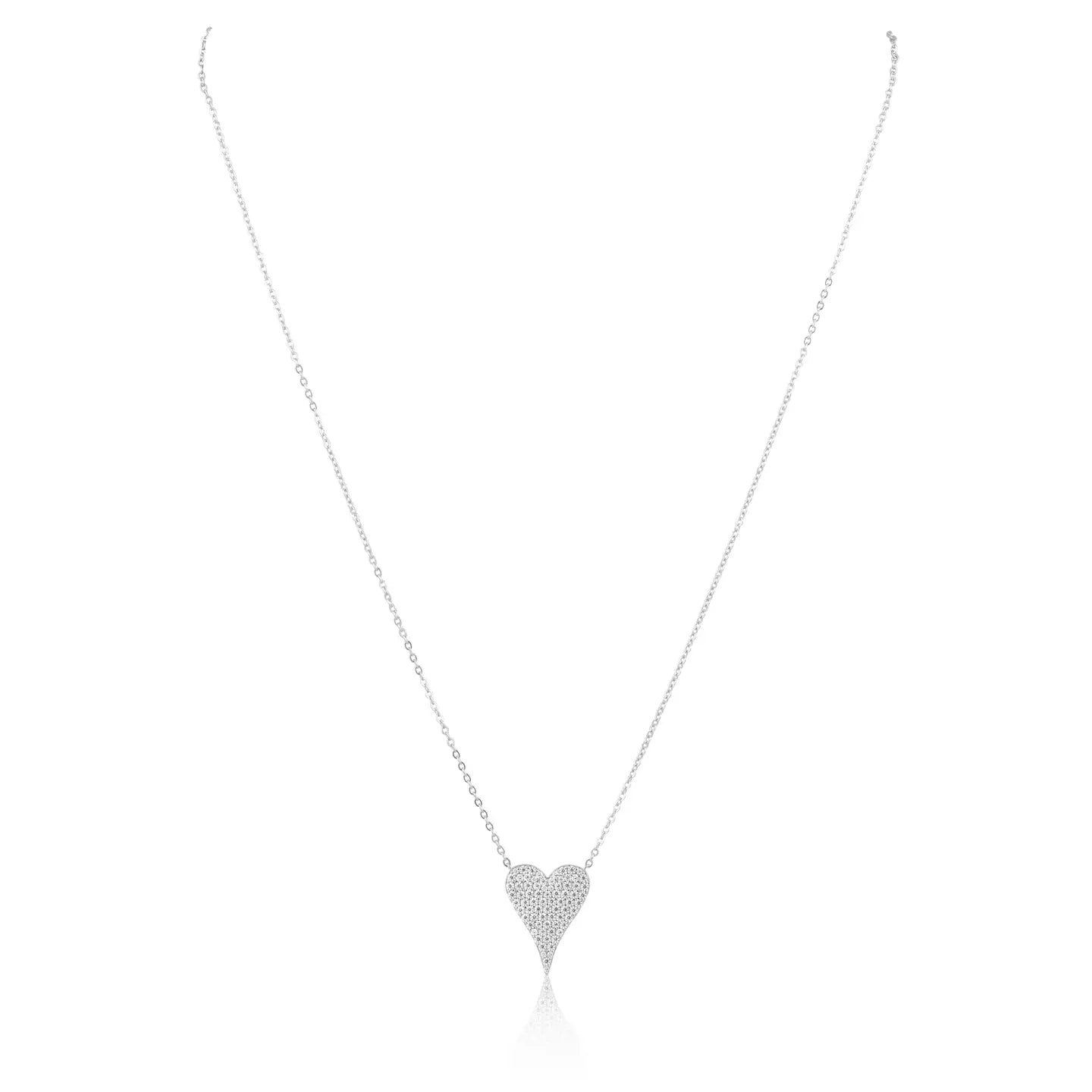 Gold Pave Heart Necklace 925 Sterling Silver
