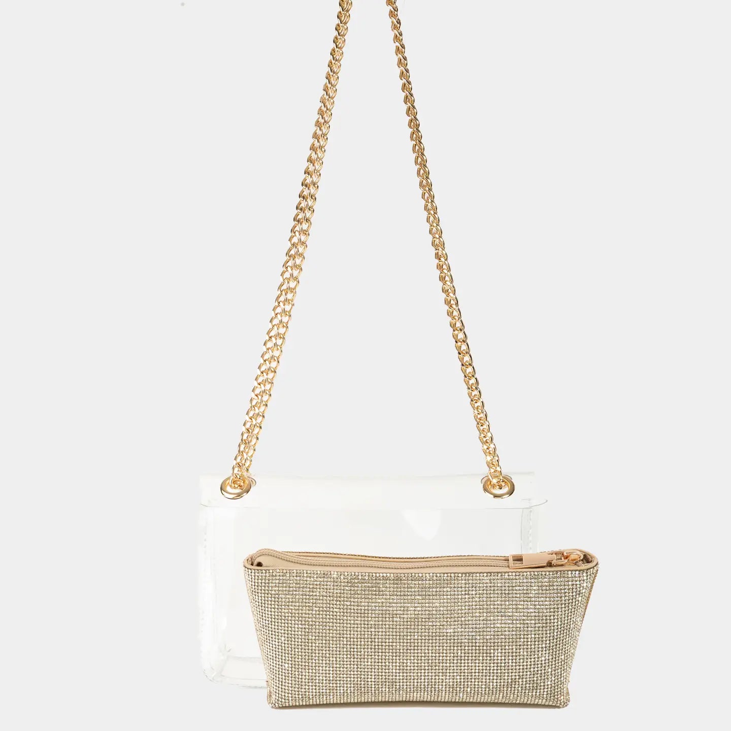 Clear Purse with Gold Clutch Insert