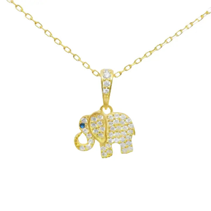 Gold Plated Sterling Silver Eyed Elephant Necklace