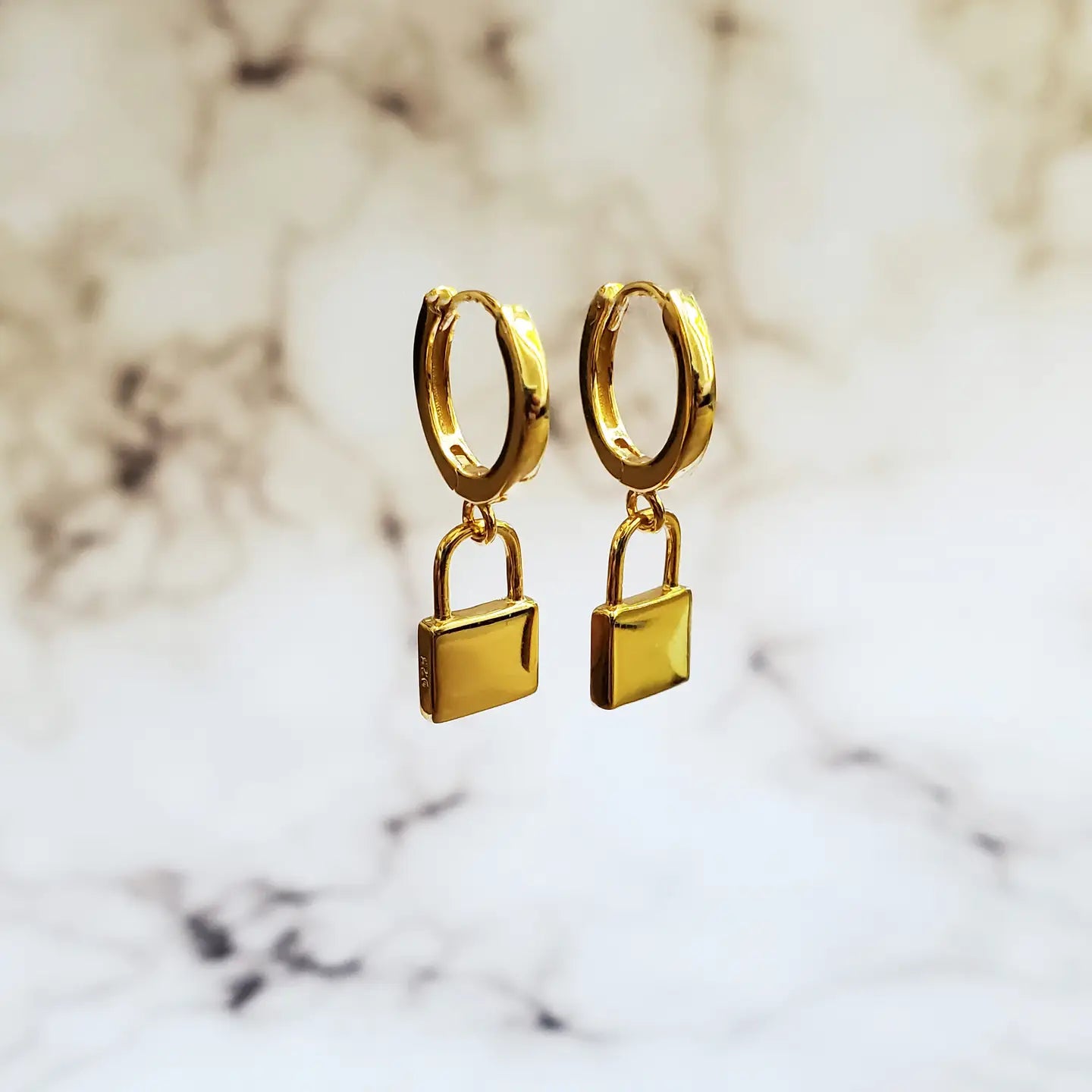 Gold Lock Earrings