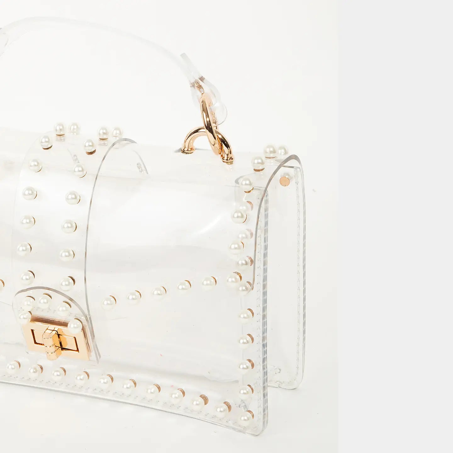 Clear Cross Body Purse with Pearl embellished