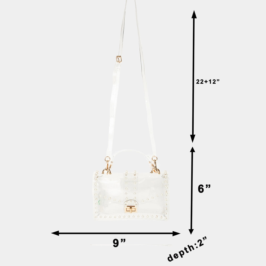 Clear Cross Body Purse with Pearl embellished