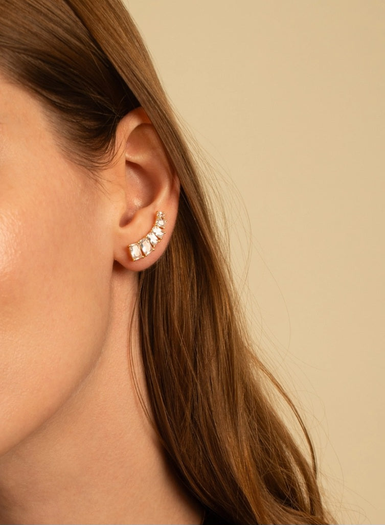 Baguette Emerald Cut Ear Climbers