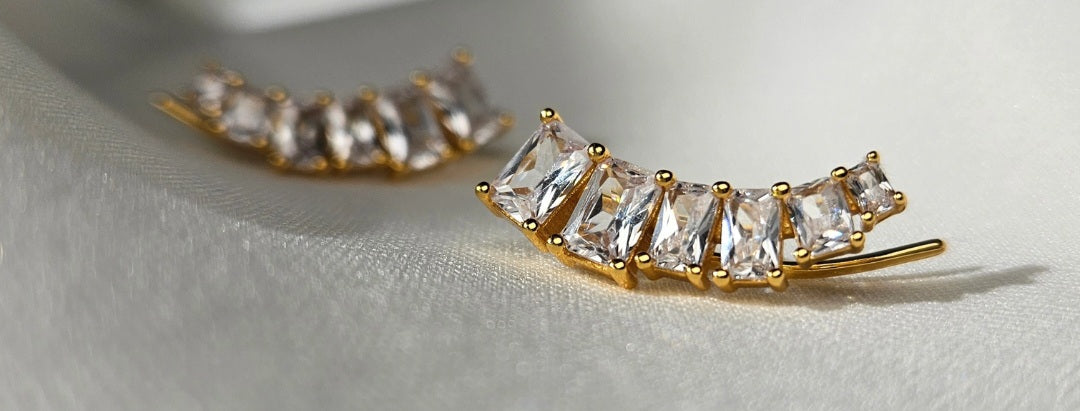 Baguette Emerald Cut Ear Climbers