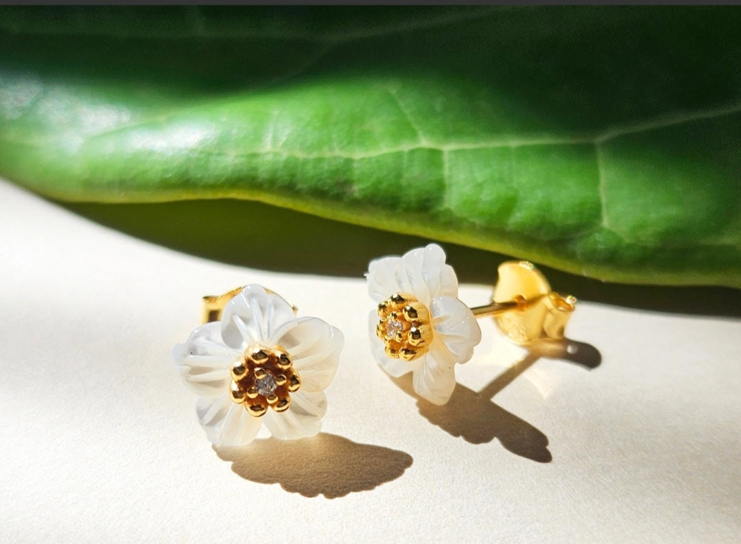 Mother of Pearl Floral Studs