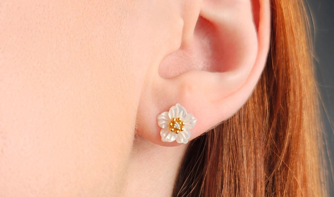 Mother of Pearl Floral Studs