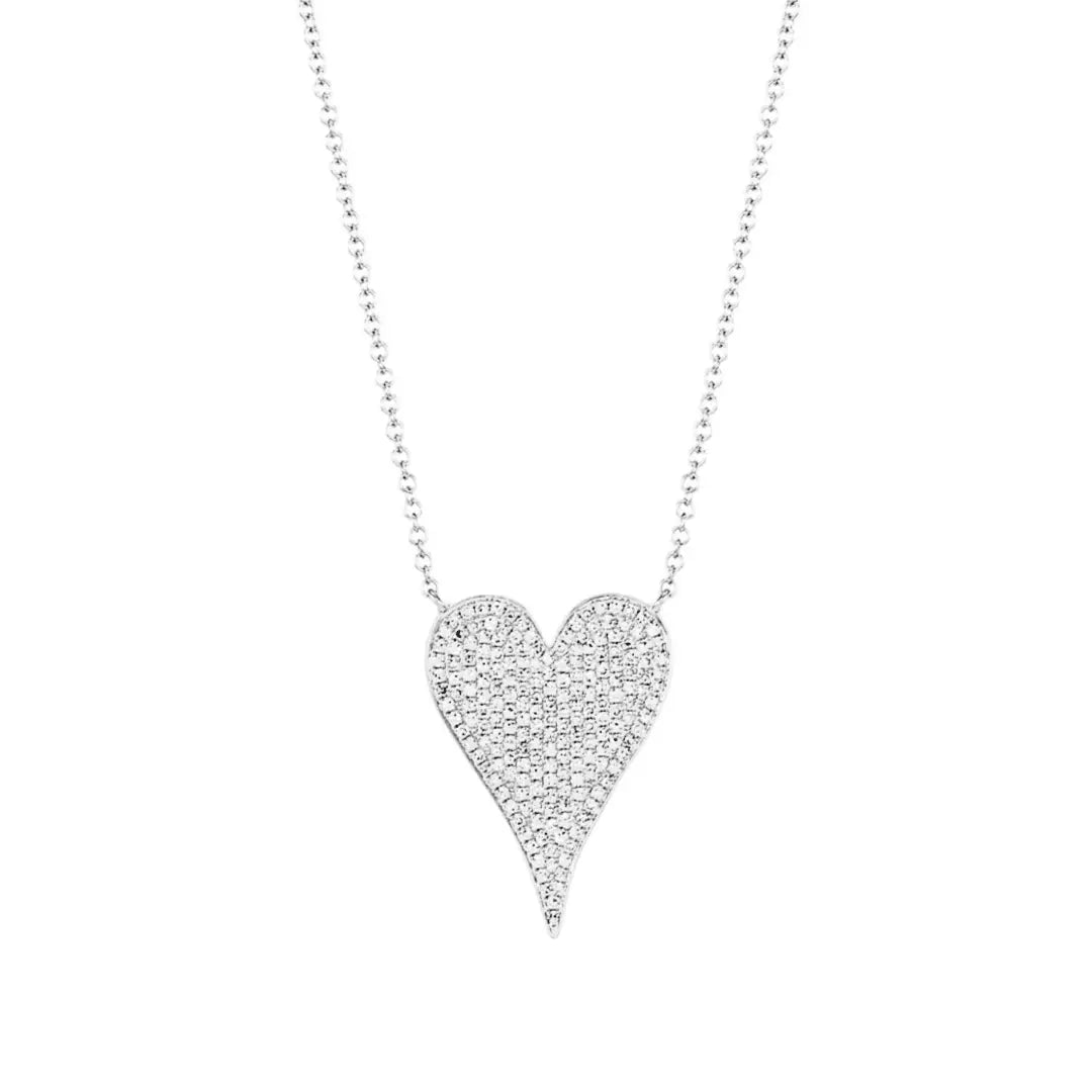 Silver Pave Heart Necklace