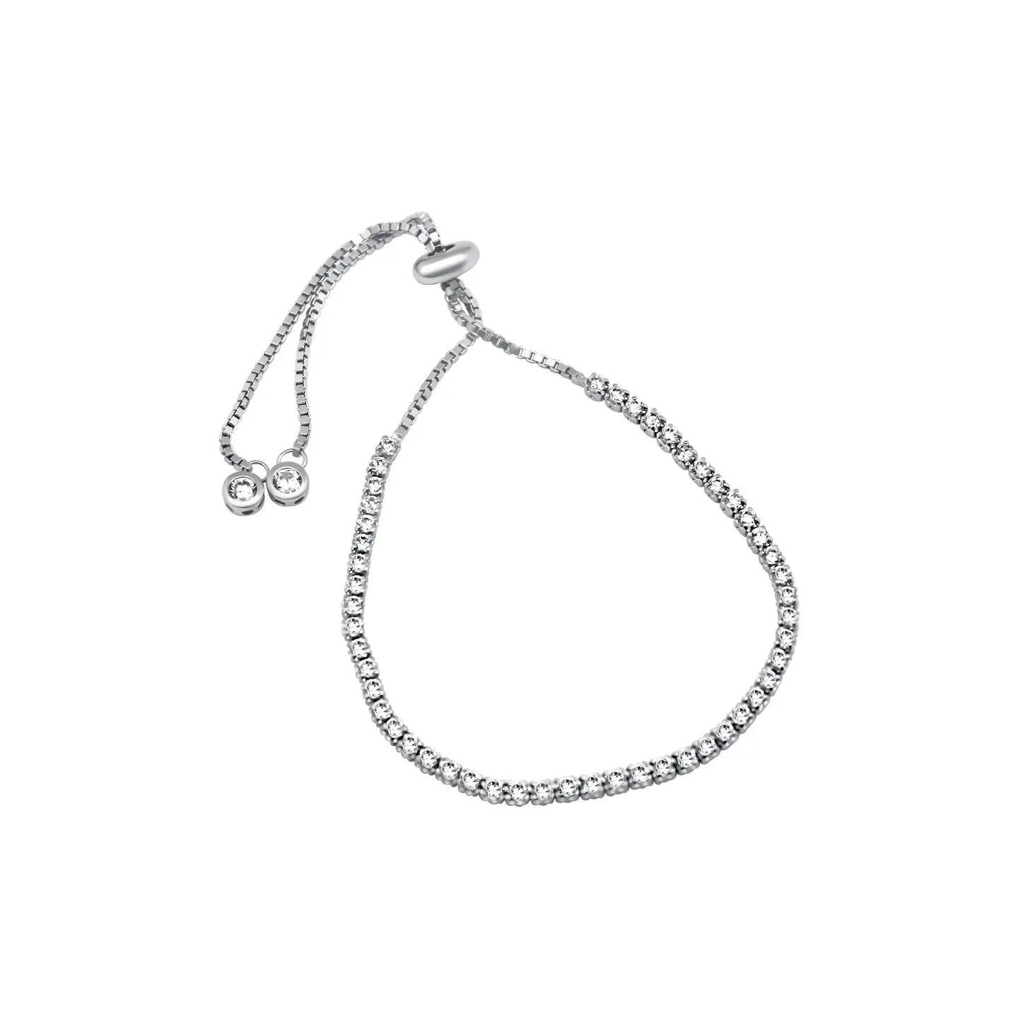 Sterling Silver Small Tennis Adjustable Bracelet