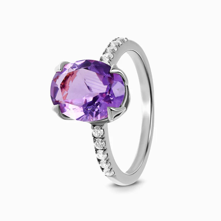 925 Sterling Silver Amethyst Ring Size 9
