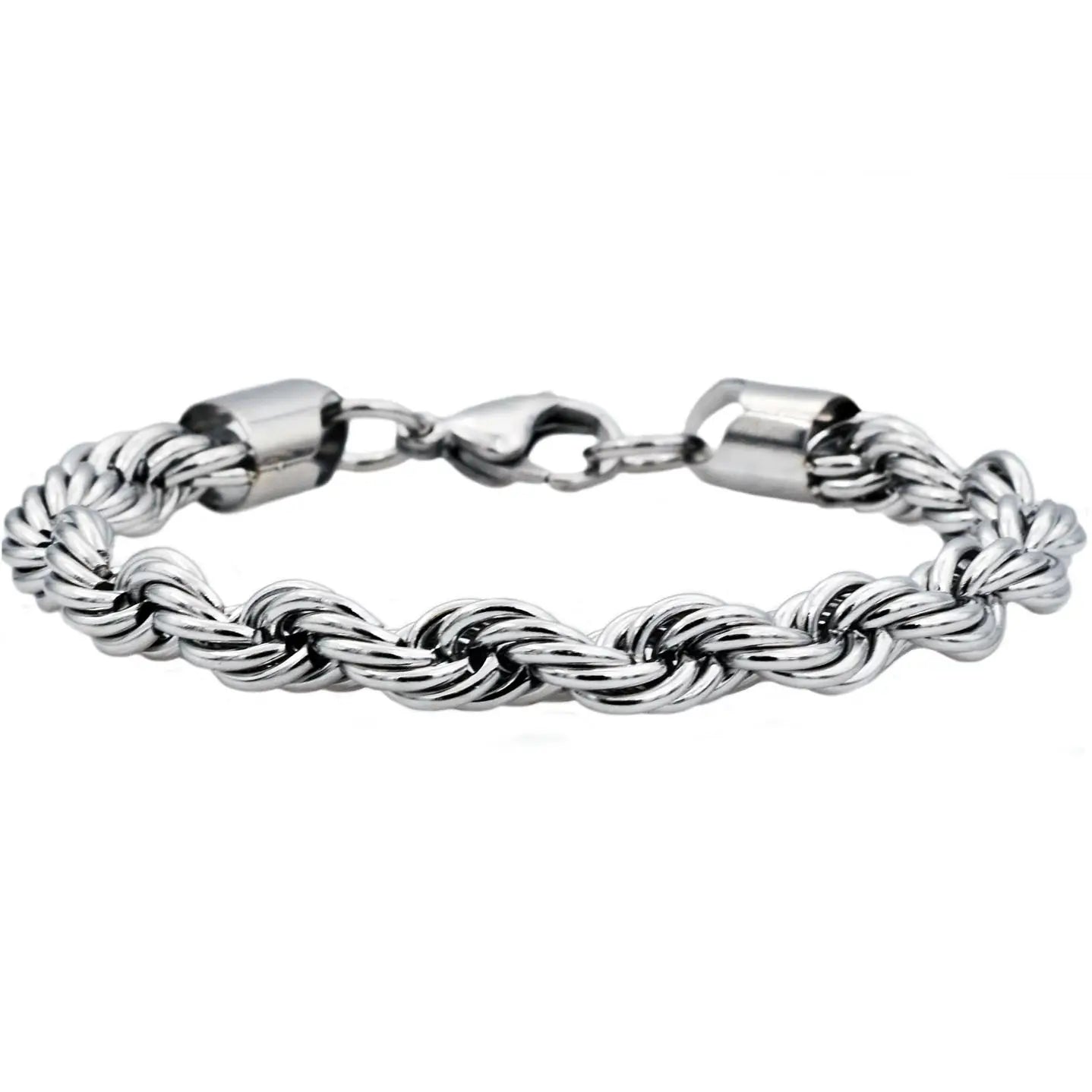 Men's Silver Rope Stainless Steel Bracelet