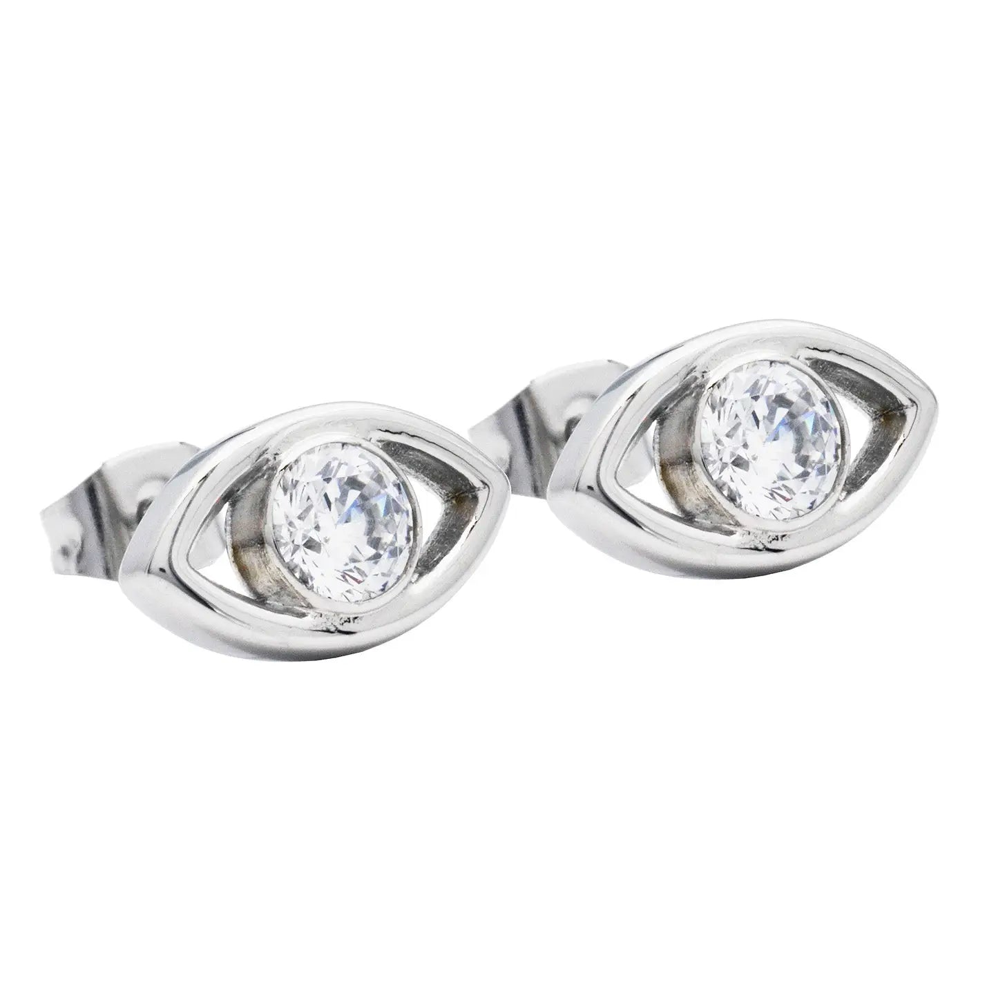 Evil Eye Stainless Steel Stud Earrings
