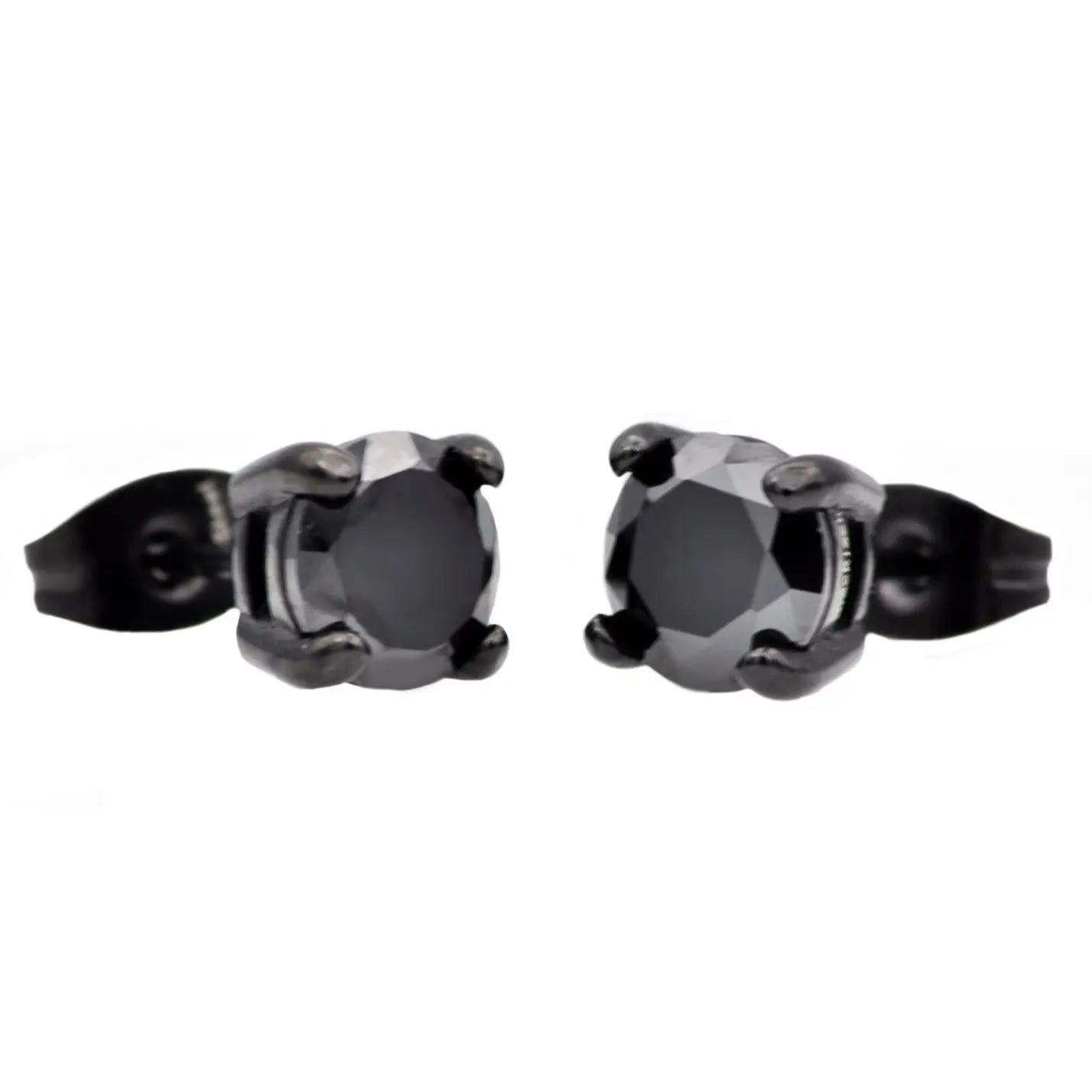 7mm Black Stud Cubic Zirconia Earrings