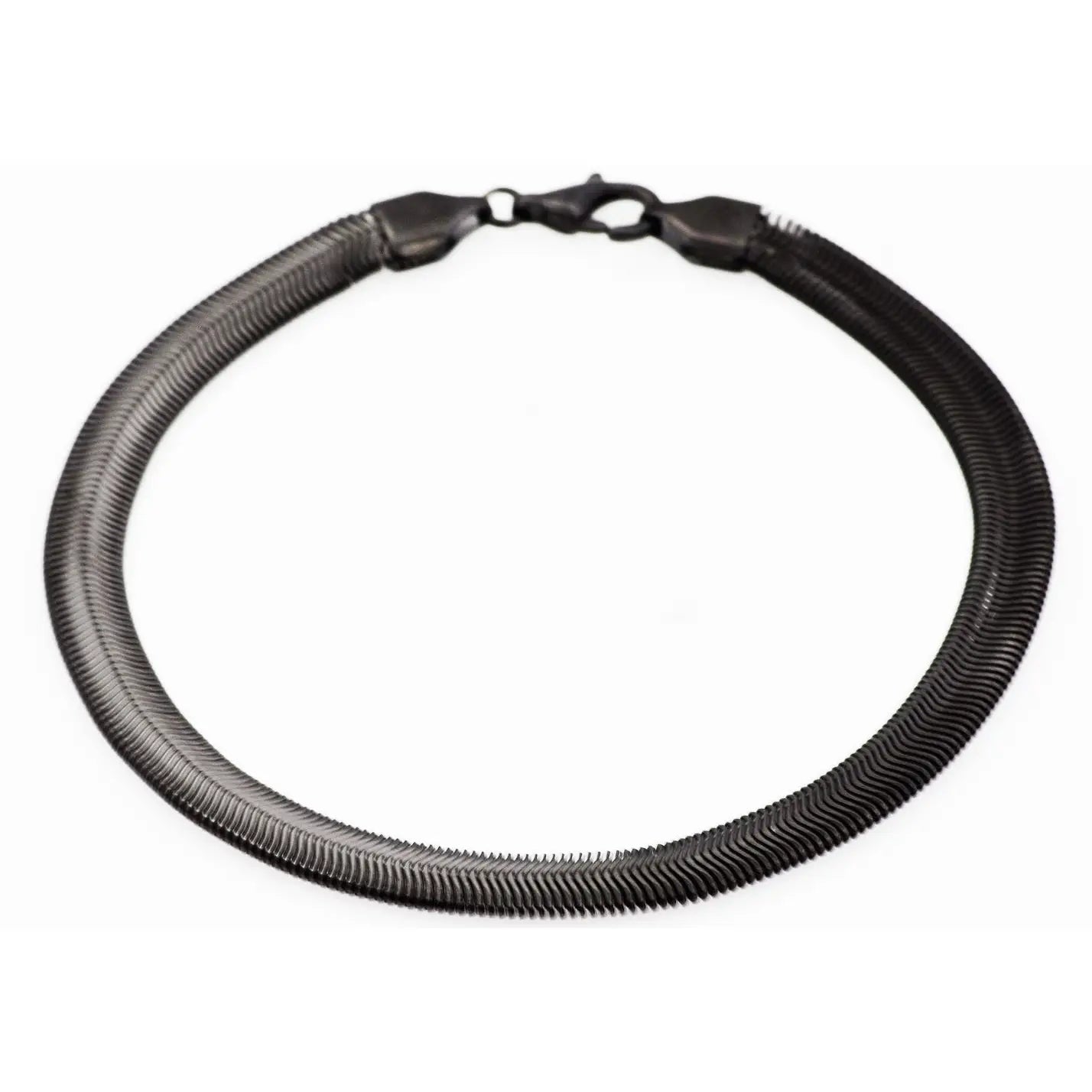 Men's Black Stainless Steel Flat Snake Bracelet