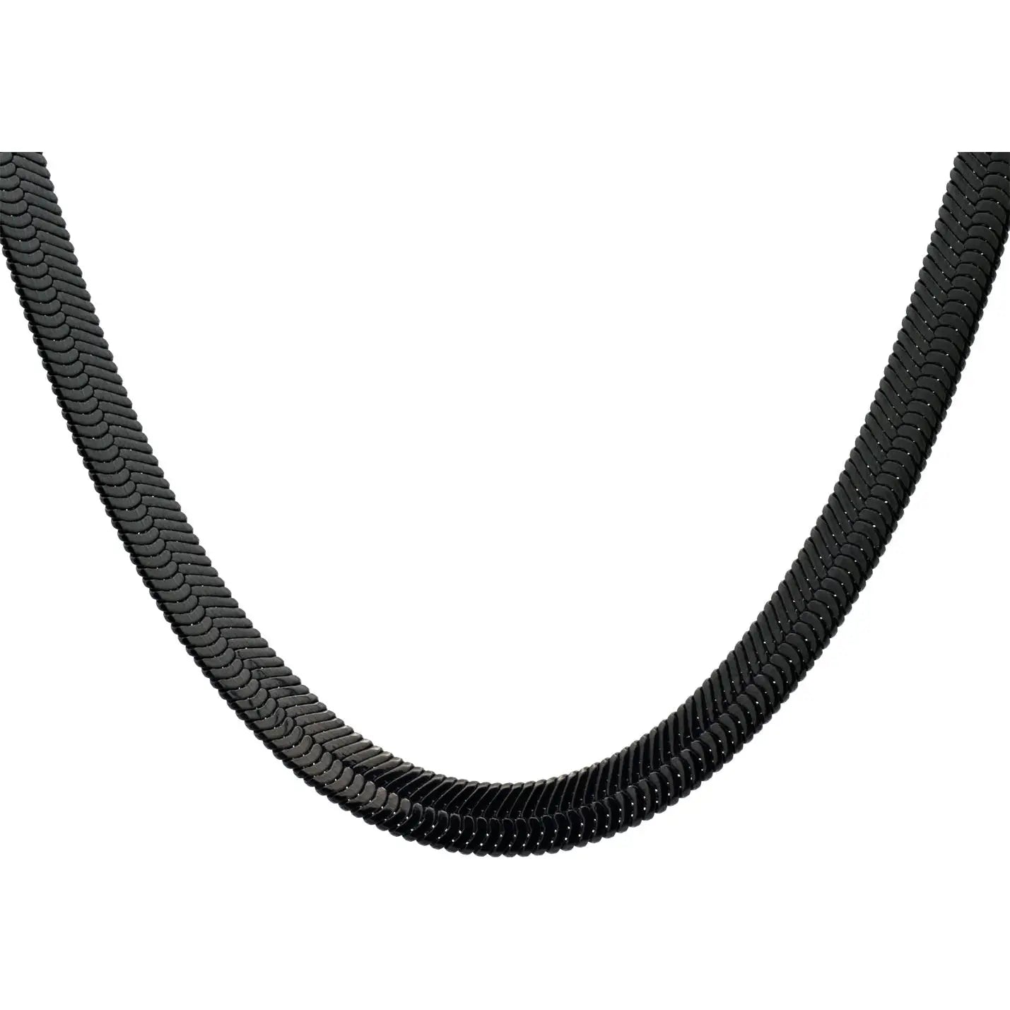 Men's Black Stainless Steel Herringbone 20" Chain Necklace