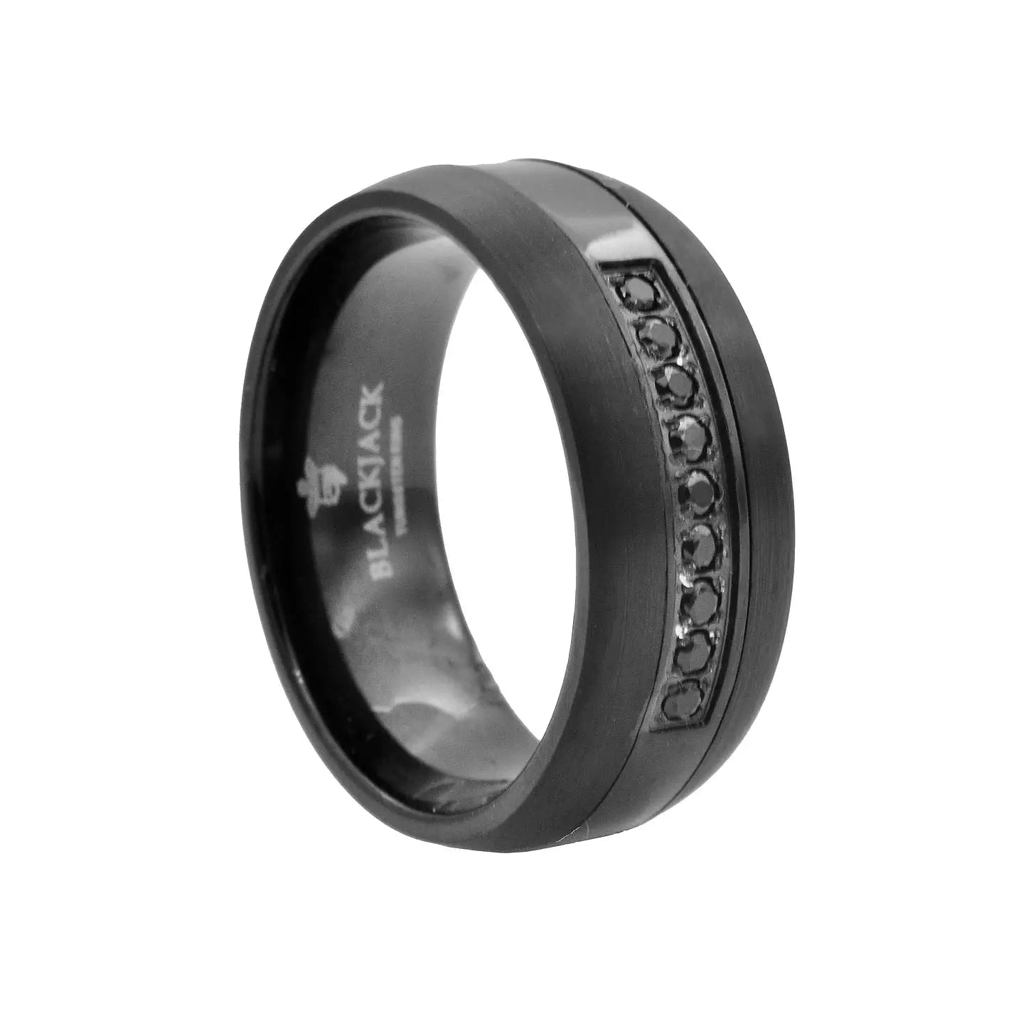 Men's 8mm Black Tungsten Cubic Zirconia Ring