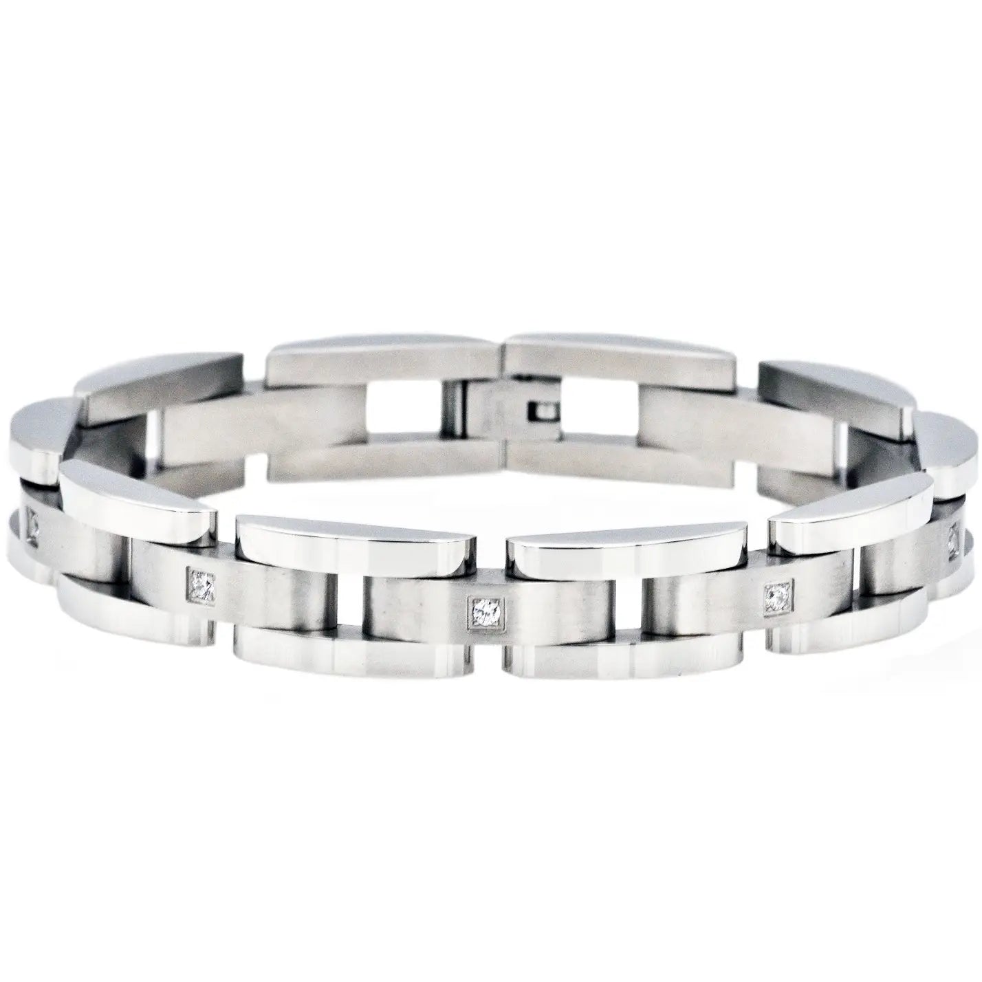 Men's Curved Link Stainless Steel Bracelet