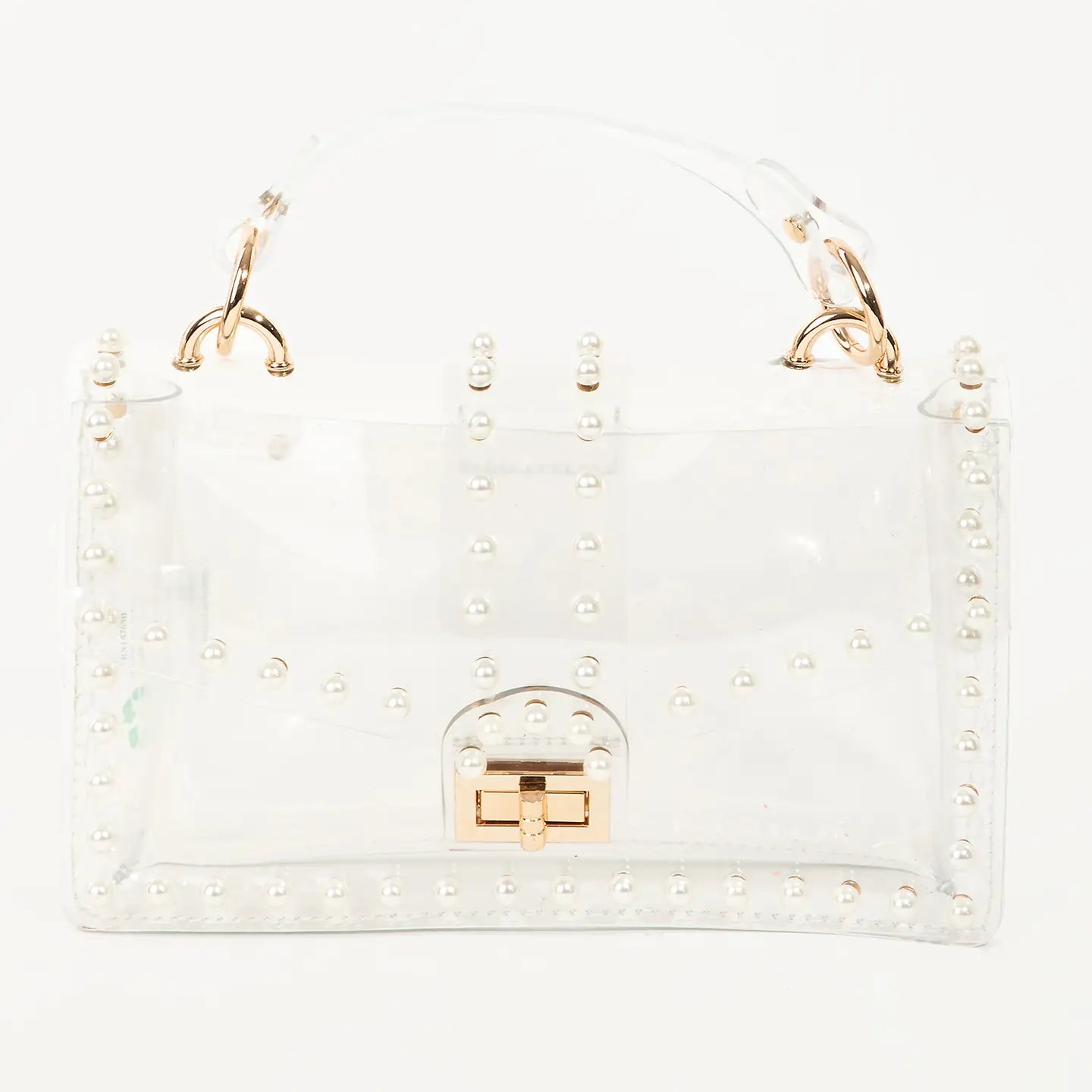 Clear Cross Body Purse with Pearl embellished