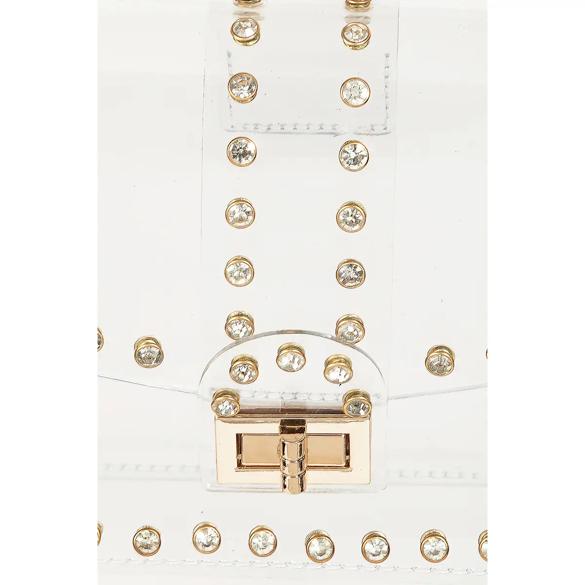 Cross Body Clear Purse with Rhinestone & Gold