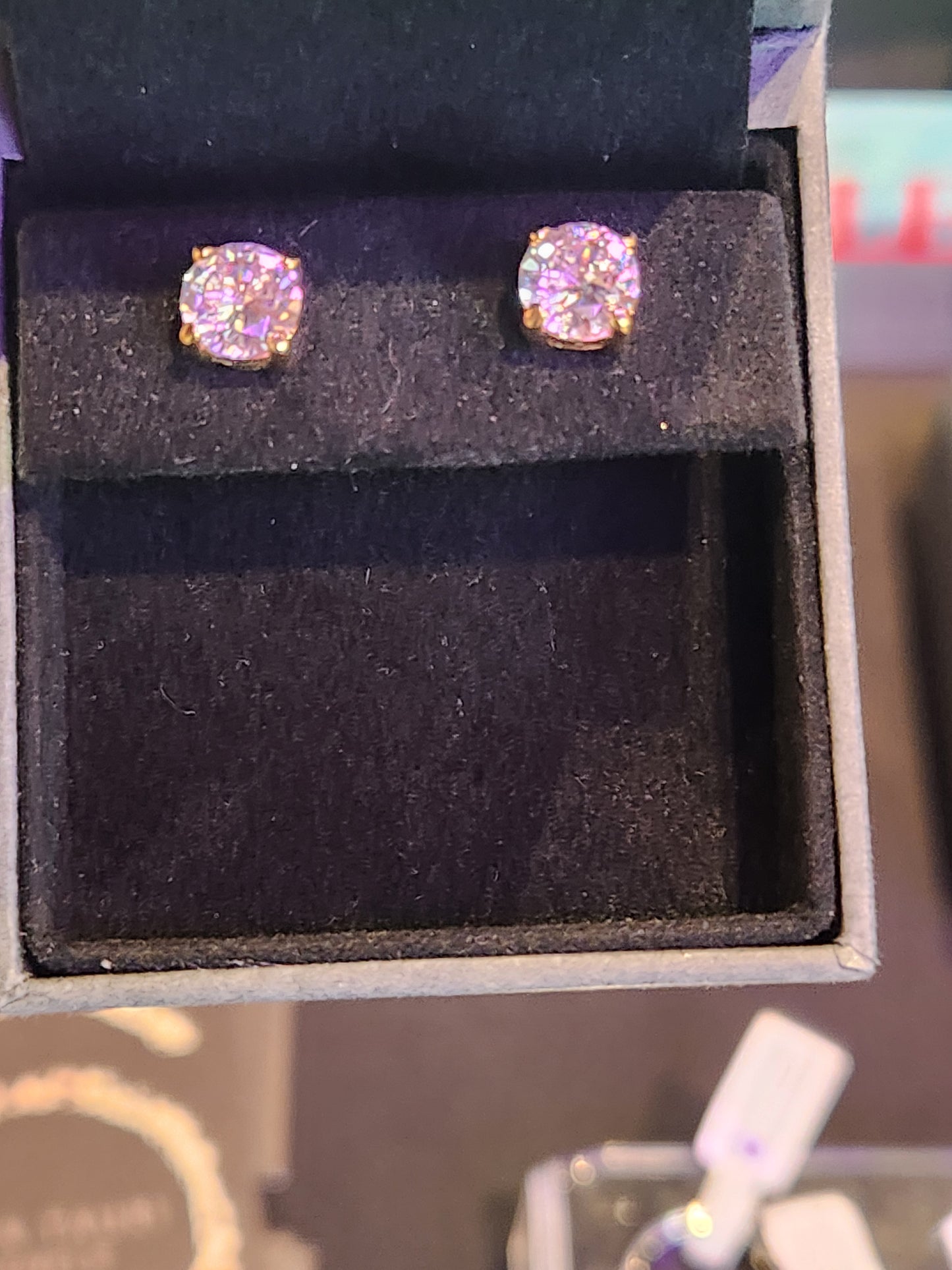 7mm Gold Stainless Steel Stud Earrings With Cubic Zirconia