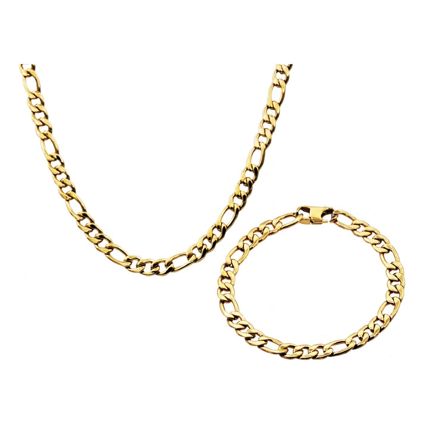 Men's Gold Figaro Stainless Steel Link Chain