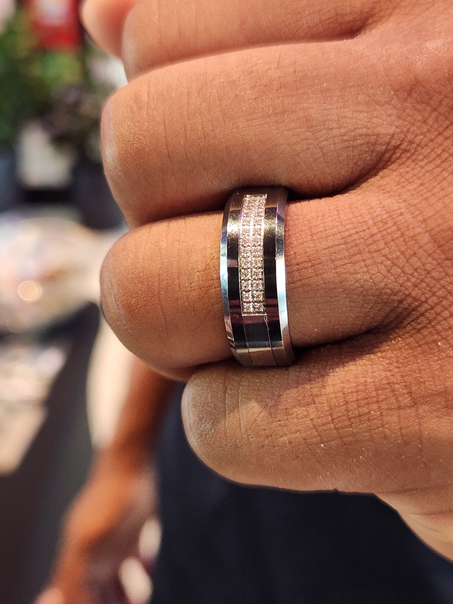 Men's Cubic Zirconia Tungsten Ring