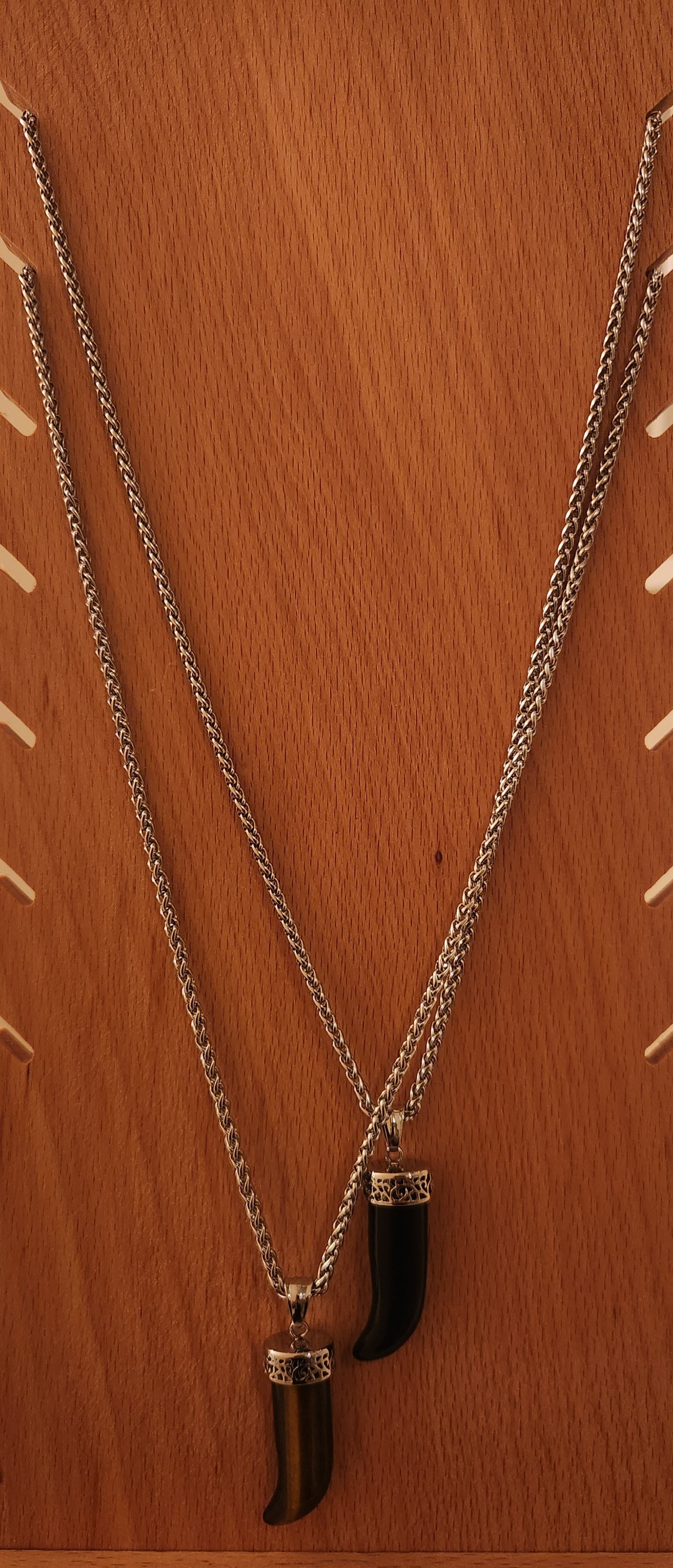 Men's Genuine Onyx Horn Pendant and Chain
