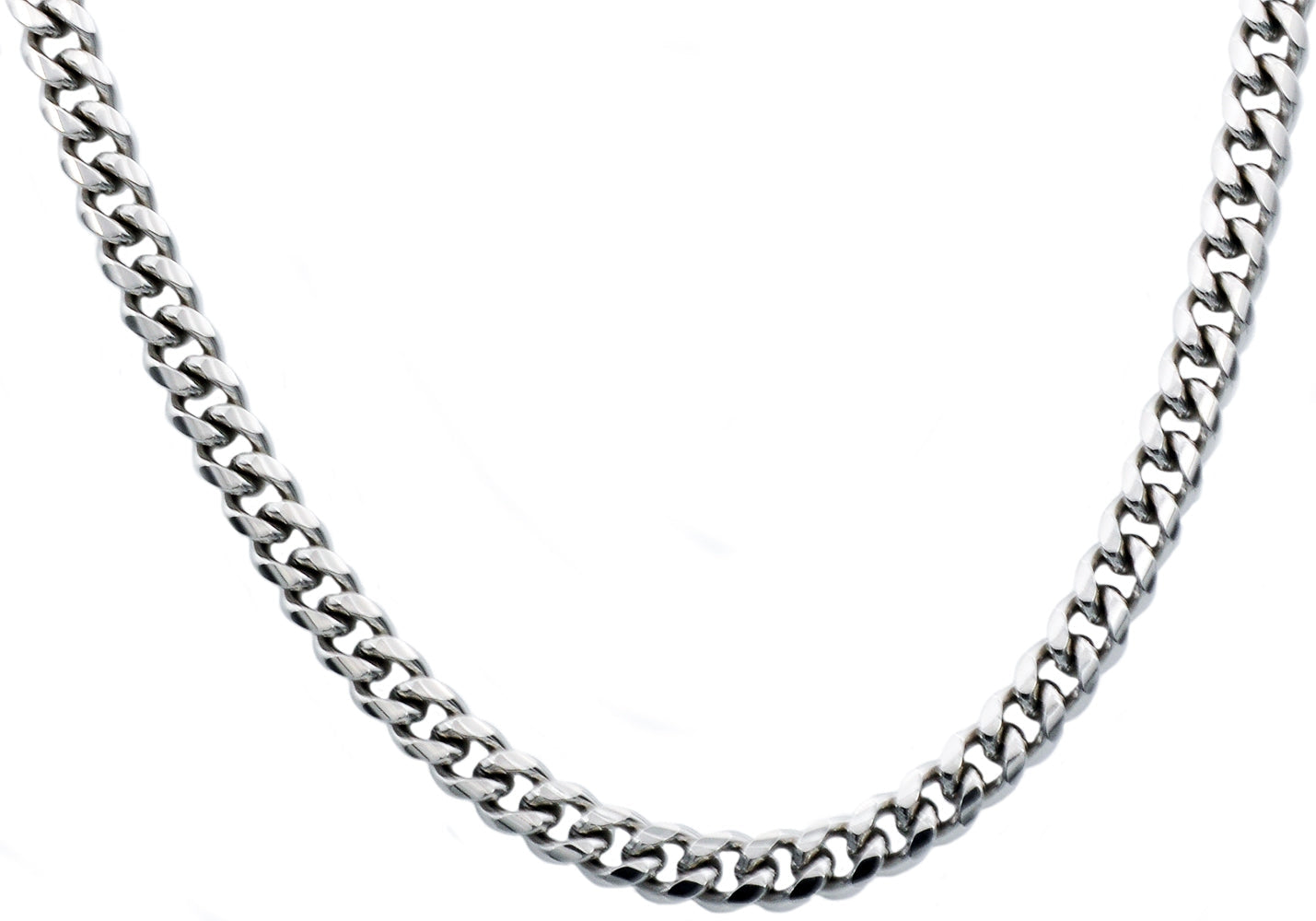 Men's 8mm Stainless Steel Cuban Link Chain Necklace with Box Clasp
