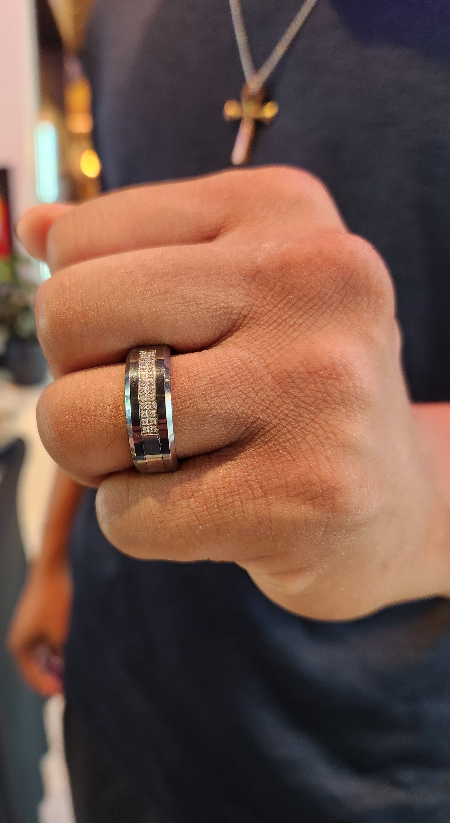 Men's Cubic Zirconia Tungsten Ring
