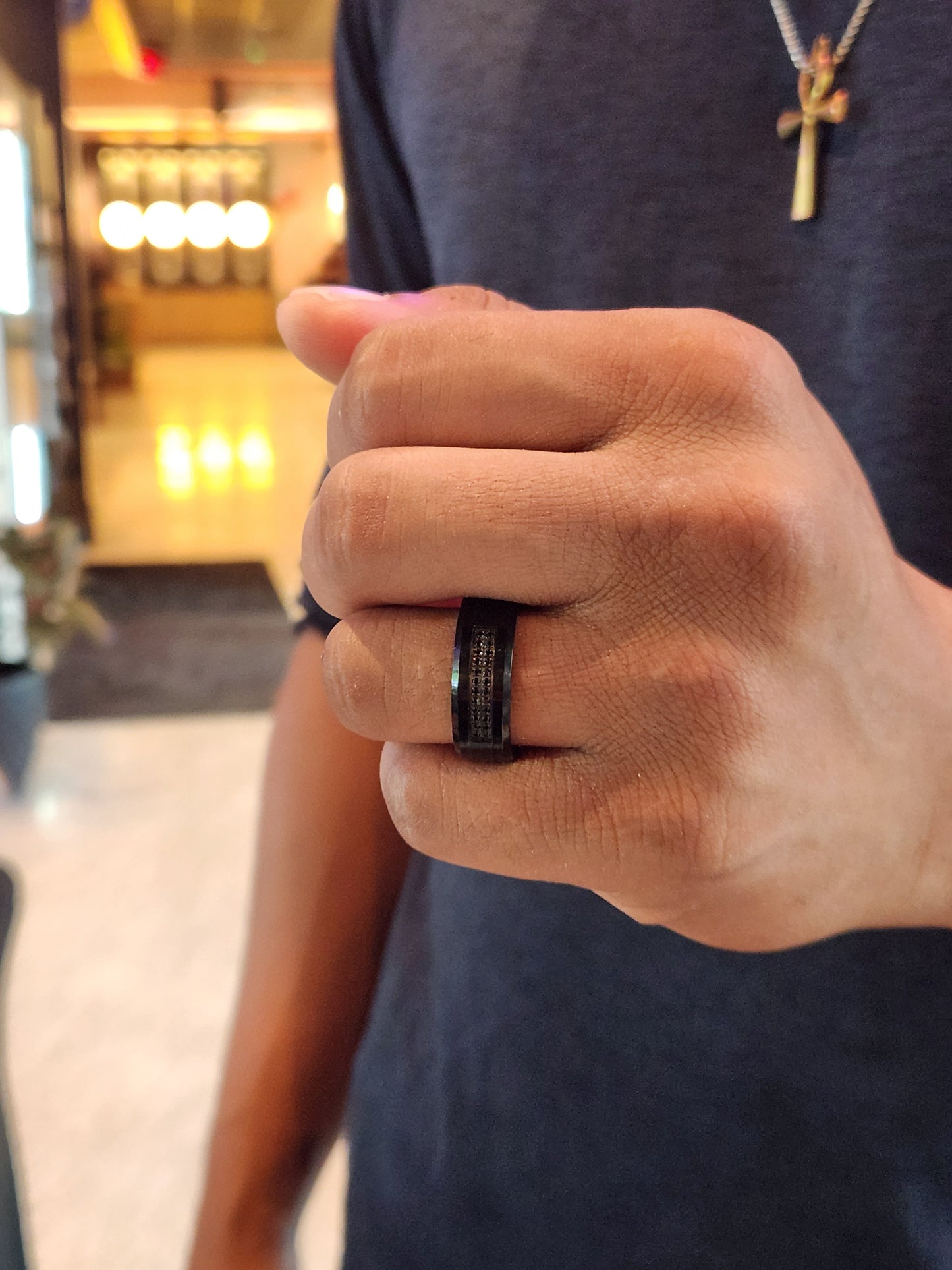 Men's Black Tungsten Cubic Zirconia Ring