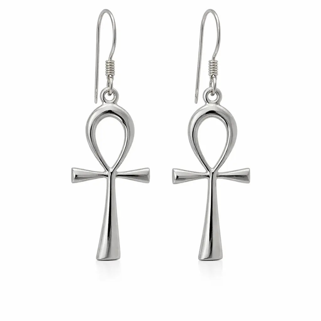 Sterling Silver Ankh Earrings