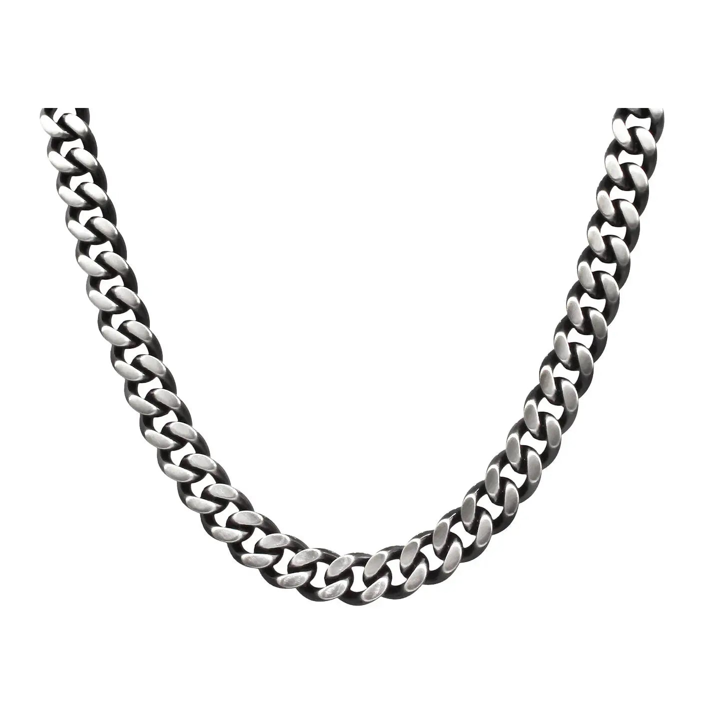 Men's 10mm Two Toned Balck Stainless Steel Cuban Link Chain Necklace