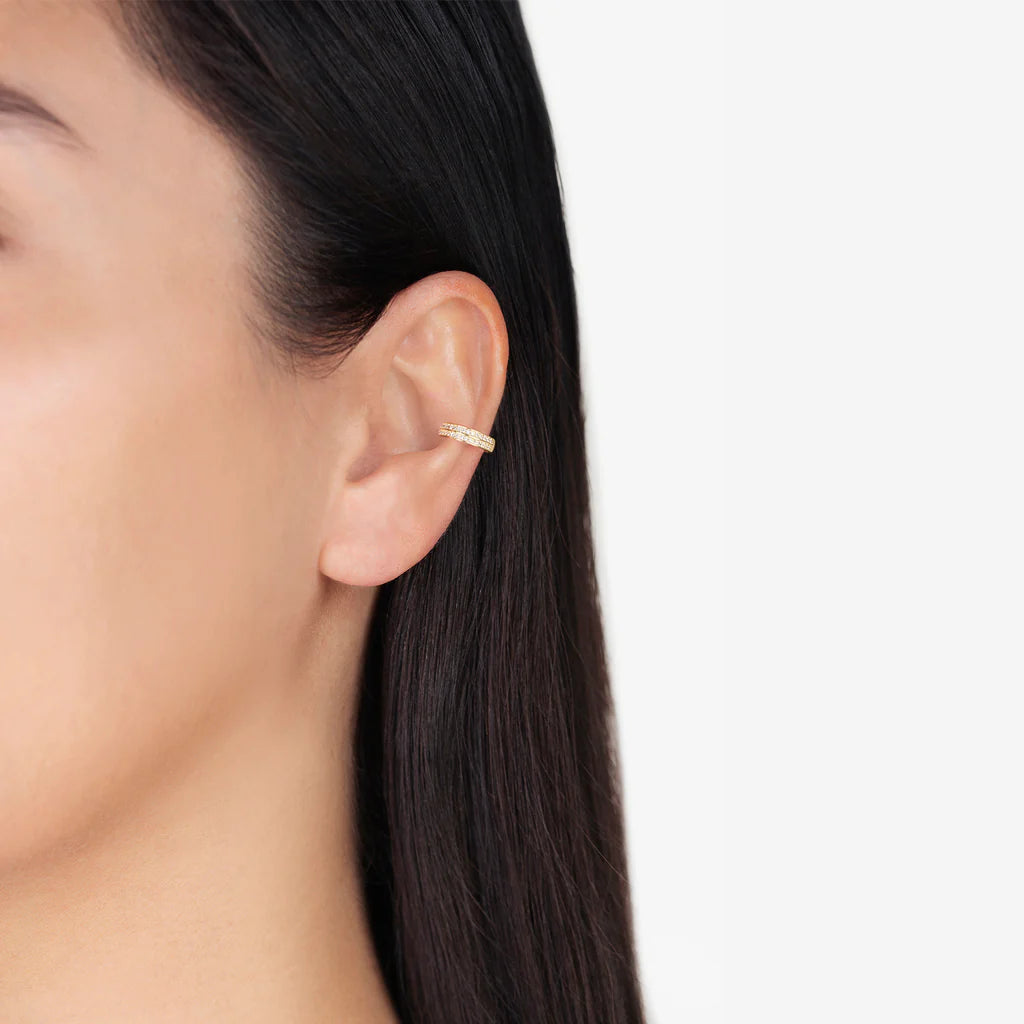 No Pierce Double Pave Ear Cuff