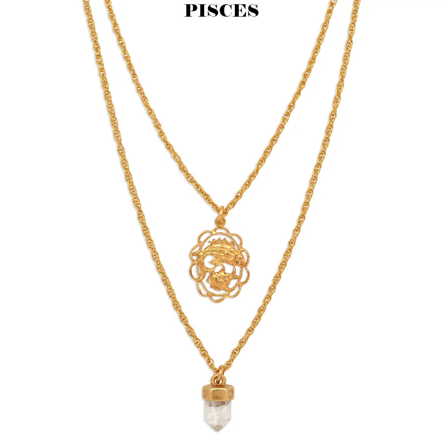 Zodiac Necklace With Quartz Crystal Charm