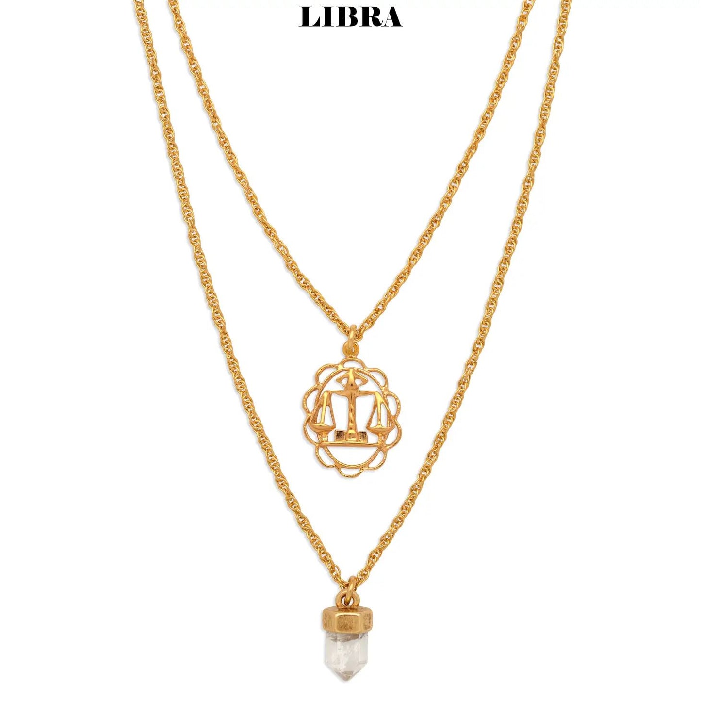Zodiac Necklace With Quartz Crystal Charm