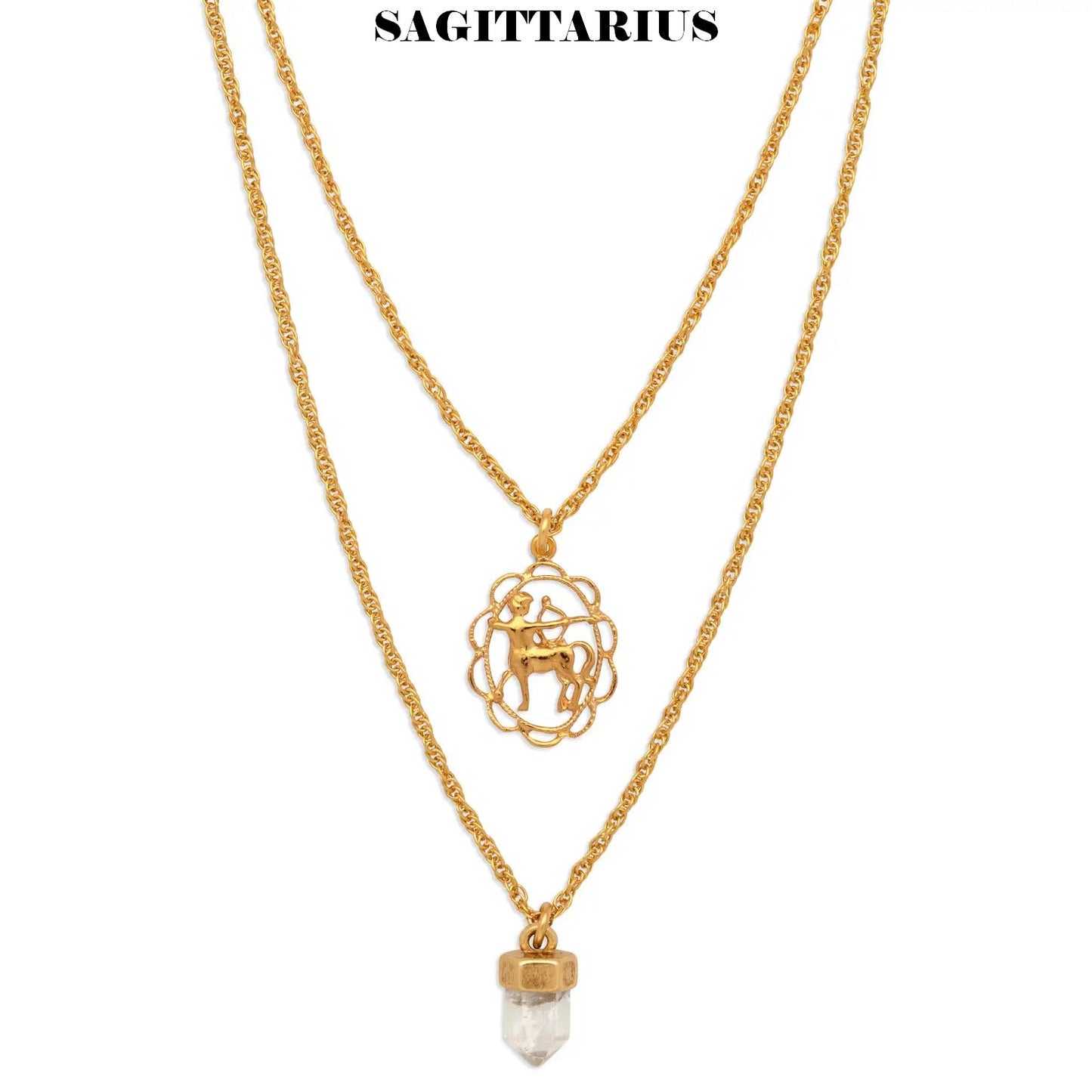 Zodiac Necklace With Quartz Crystal Charm