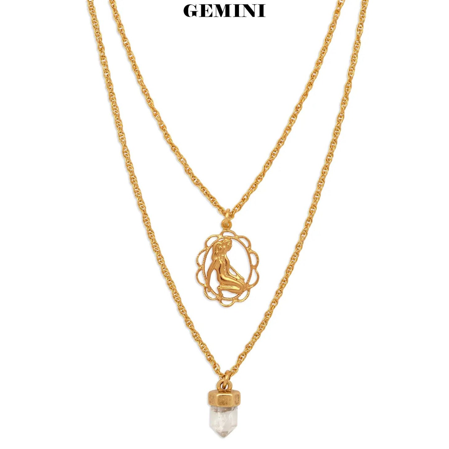 Zodiac Necklace With Quartz Crystal Charm