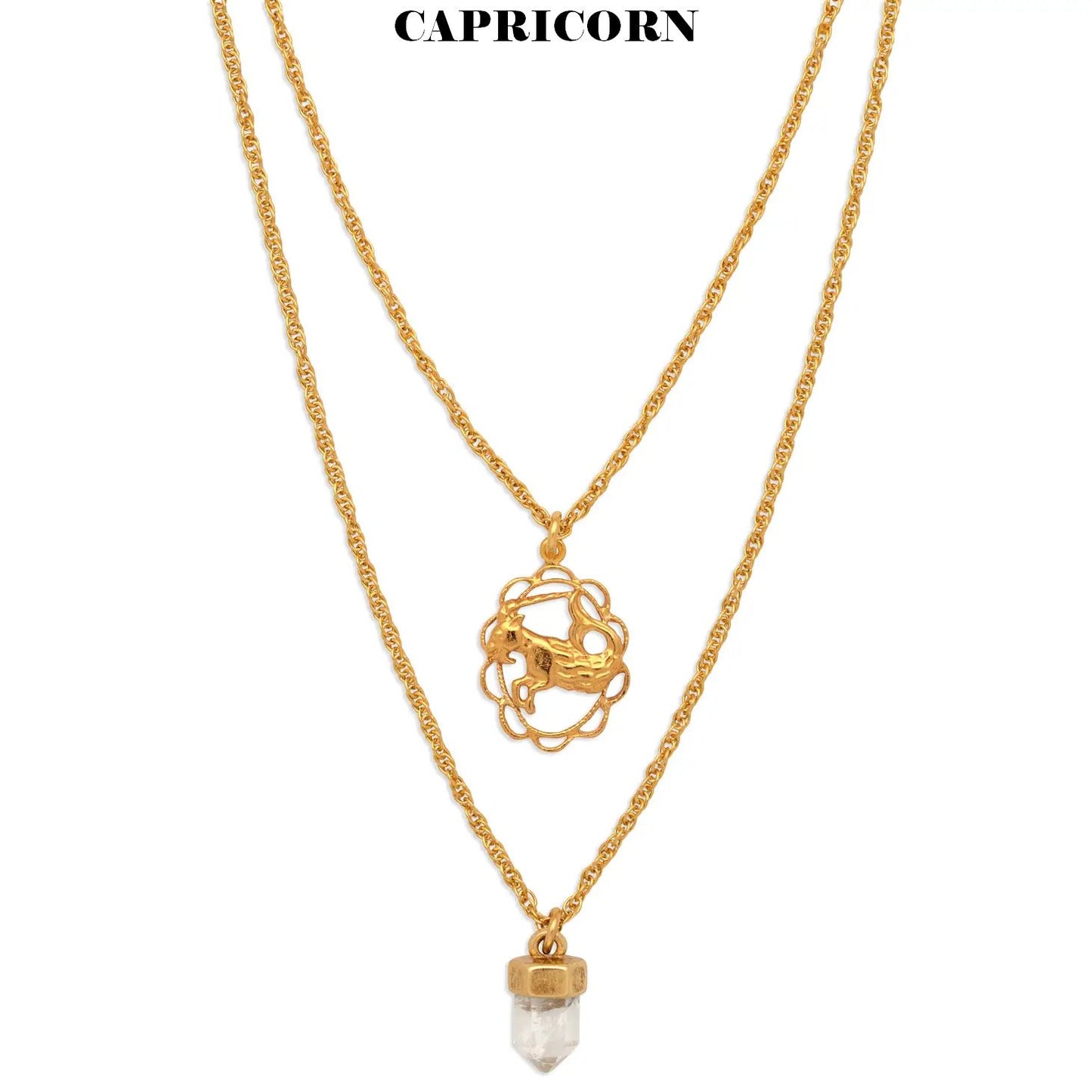 Zodiac Necklace With Quartz Crystal Charm