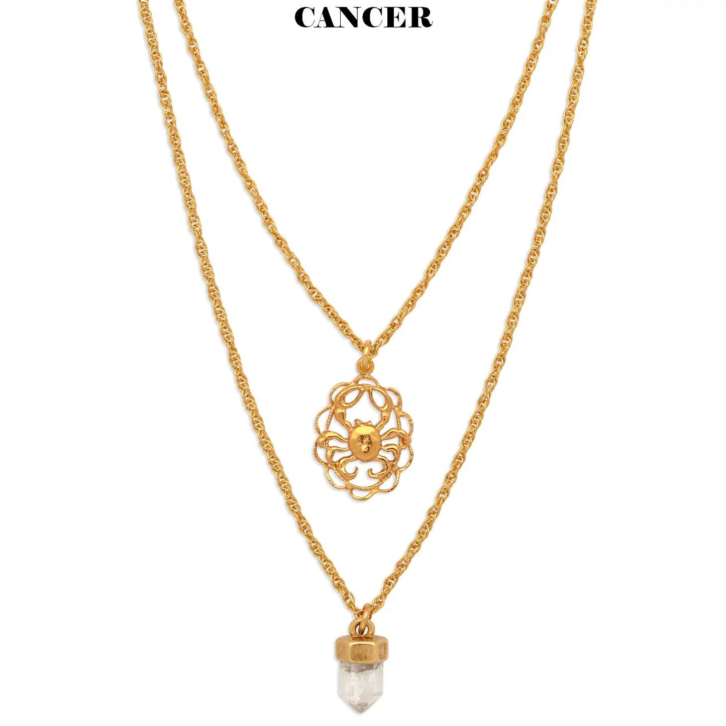 Zodiac Necklace With Quartz Crystal Charm