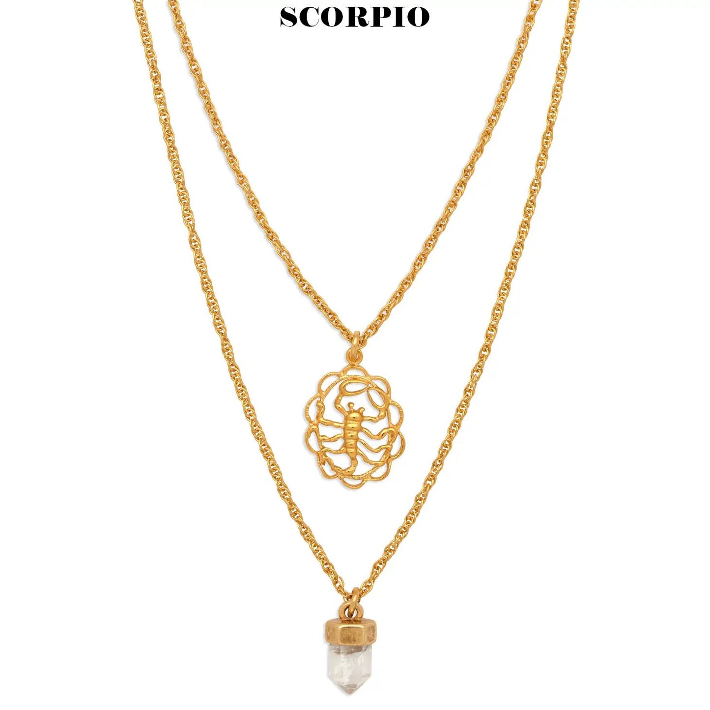 Zodiac Necklace With Quartz Crystal Charm