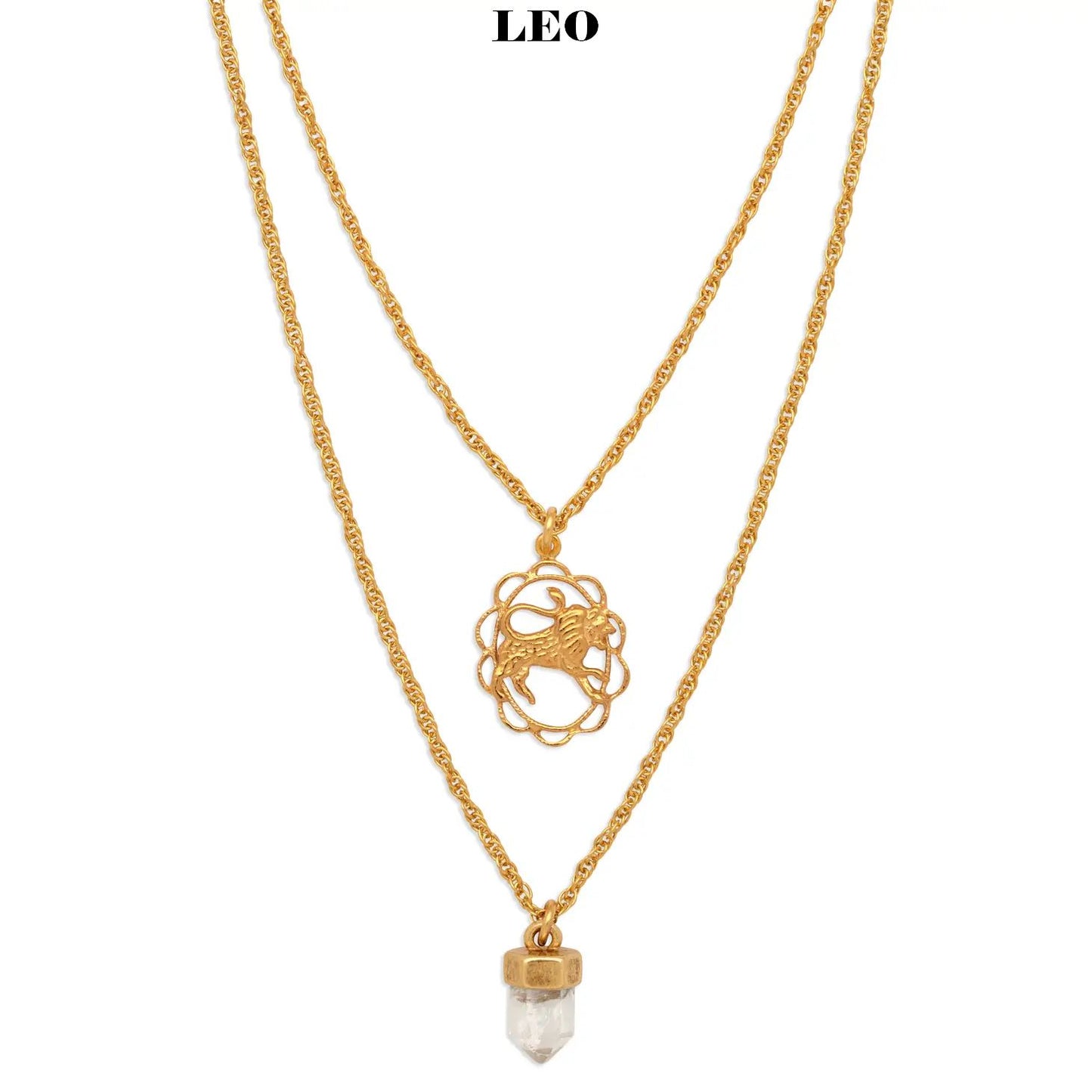 Zodiac Necklace With Quartz Crystal Charm