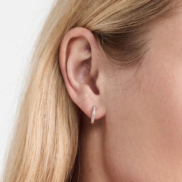 18k Pave Huggie Earrings